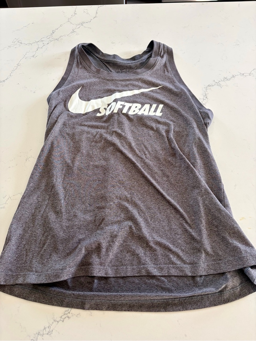 Nike Gray Softball Tank Top with White Text - Women’s Medium